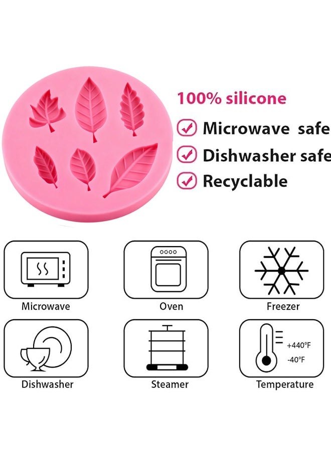 Happy D Leaf Silicone Mold Set of 6, including Maple Leaf, Rose Leaf, and Fern Leaf Candy Molds for Cake Decoration, Cupcake Toppers, Chocolate, Polymer Clay, and Gum Paste - Image 3